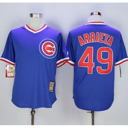 Cubs #49 Jake Arrieta Blue Cooperstown Stitched MLB Jersey