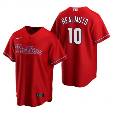 Youth Philadelphia Phillies #10 J.T. Realmuto Red Stitched Baseball Jersey