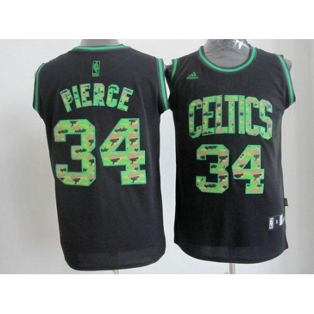 Celtics #34 Paul Pierce Black Camo Fashion Embroidered NBA Jersey