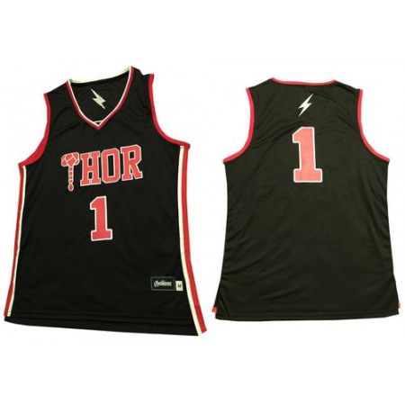 Thor #1 Black Stitched Basketball Jersey