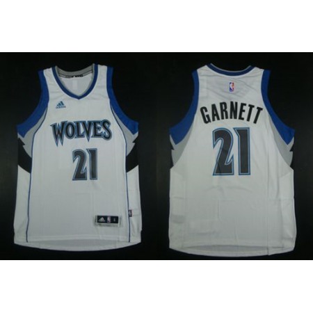 Timberwolves #21 Kevin Garnett White Home Stitched NBA Jersey