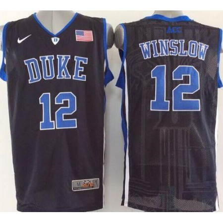 Blue Devils #12 Justise Winslow Black Basketball Stitched NCAA Jersey