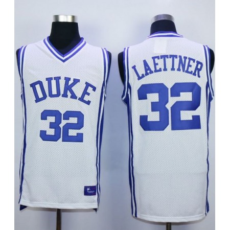 Blue Devils #32 Christian Laettner White Basketball Stitched NCAA Jersey