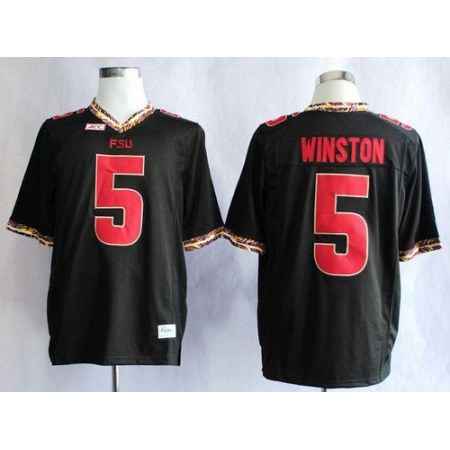 Seminoles #5 Jameis Winston Black Stitched NCAA Jersey