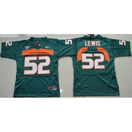 Hurricanes #52 Ray Lewis Green Stitched Youth NCAA Jersey