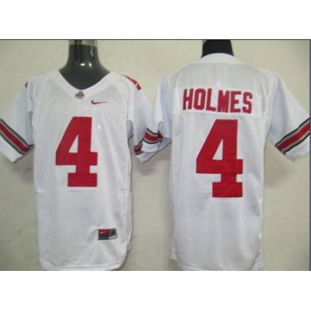 Buckeyes #4 Santonio Holmes White Stitched NCAA Jersey