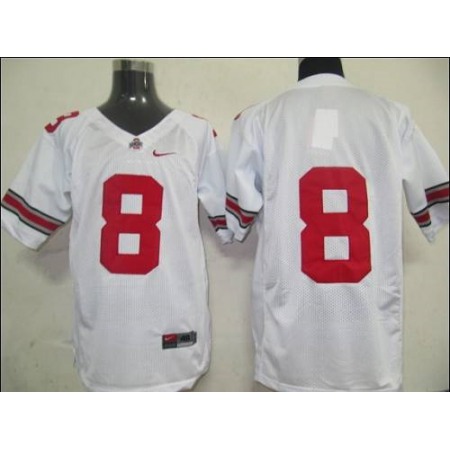 Buckeyes #8 White Stitched NCAA Jersey