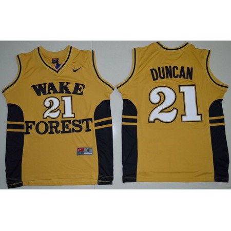 Demon Deacons #21 Tim Duncan Gold Basketball Stitched NCAA Jersey