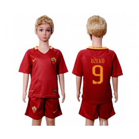 Roma #9 Dzeko Home Kid Soccer Club Jersey