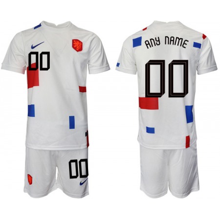 Men's Netherlands Custom White Away Soccer Jersey Suit