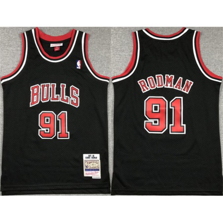 Youth Chicago Bulls #91 Dennis Rodman Black Stitched Basketball Jersey