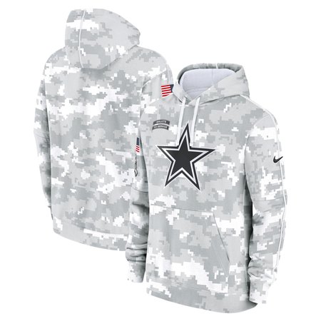 Youth Dallas Cowboys Nike White/Gray 2024 Salute To Service Pullover Hoodie