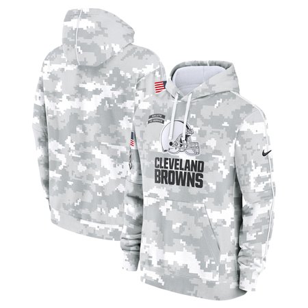 Youth Cleveland Browns Nike White/Gray 2024 Salute To Service Pullover Hoodie