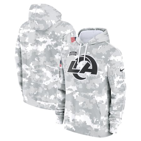 Youth Los Angeles Rams Nike White/Gray 2024 Salute To Service Pullover Hoodie