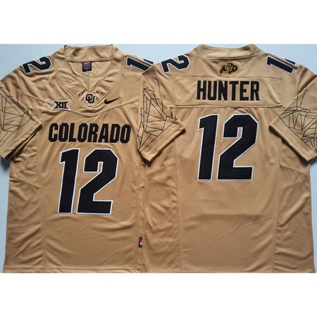 Men's Colorado Buffaloes Yellow #12 Hunter Stitched Jersey