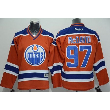 Oilers #97 Connor McDavid Orange Stitched Youth NHL Jersey