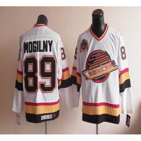 Canucks #89 Alexander Mogilny Stitched White CCM Throwback NHL Jersey