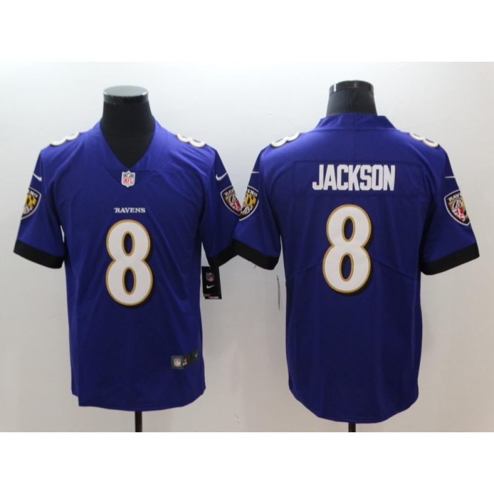 Men's Baltimore Ravens 8 Lamar Jackson Purple 2018 NFL Draft Vapor